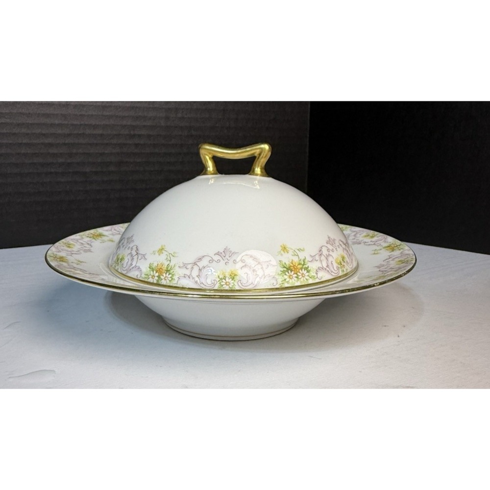 French Bawo Dotter Elite Works Limoges BWD647 Round Butter  Lid And Strainer